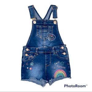 𝅺Jordache Girls' Size 3T Denim Colorful Embroidered Bib Overalls